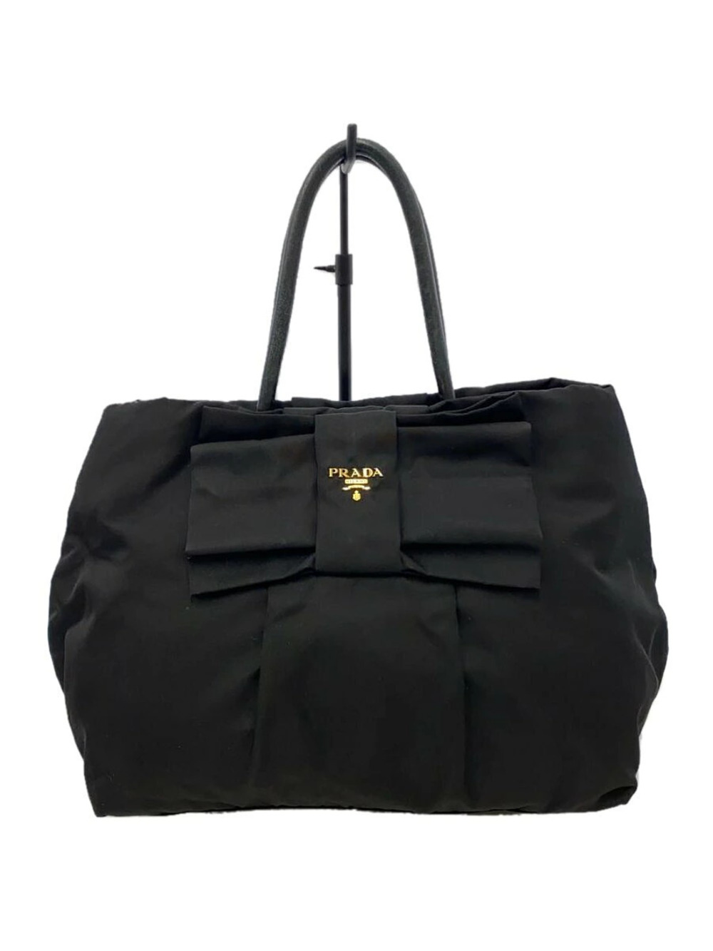 Prada Ribbon Handbag Black Leather